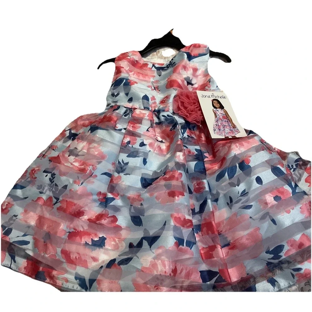Joan Michelle‎ Toddler Size 2 Sleeveless Pink And Blue Striped Petticoat Dress